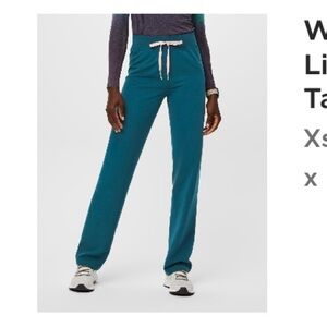 FIGS Caribbean Blue High-Waisted Scrub Pants & Top Set Women